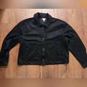 Time and Tru Women's Black Faux Suede Button Down Jacket NWT